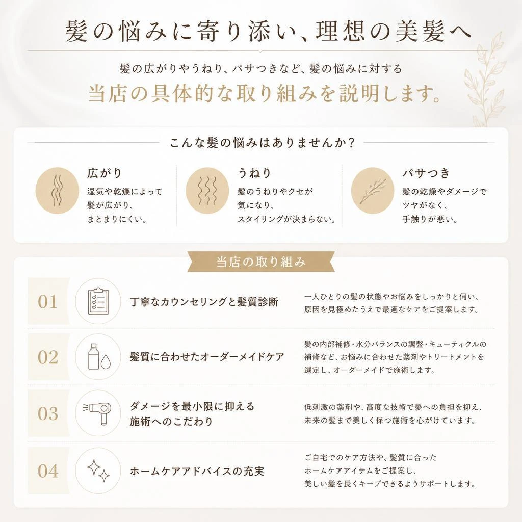 髪の悩みを解決！当店の取り組み